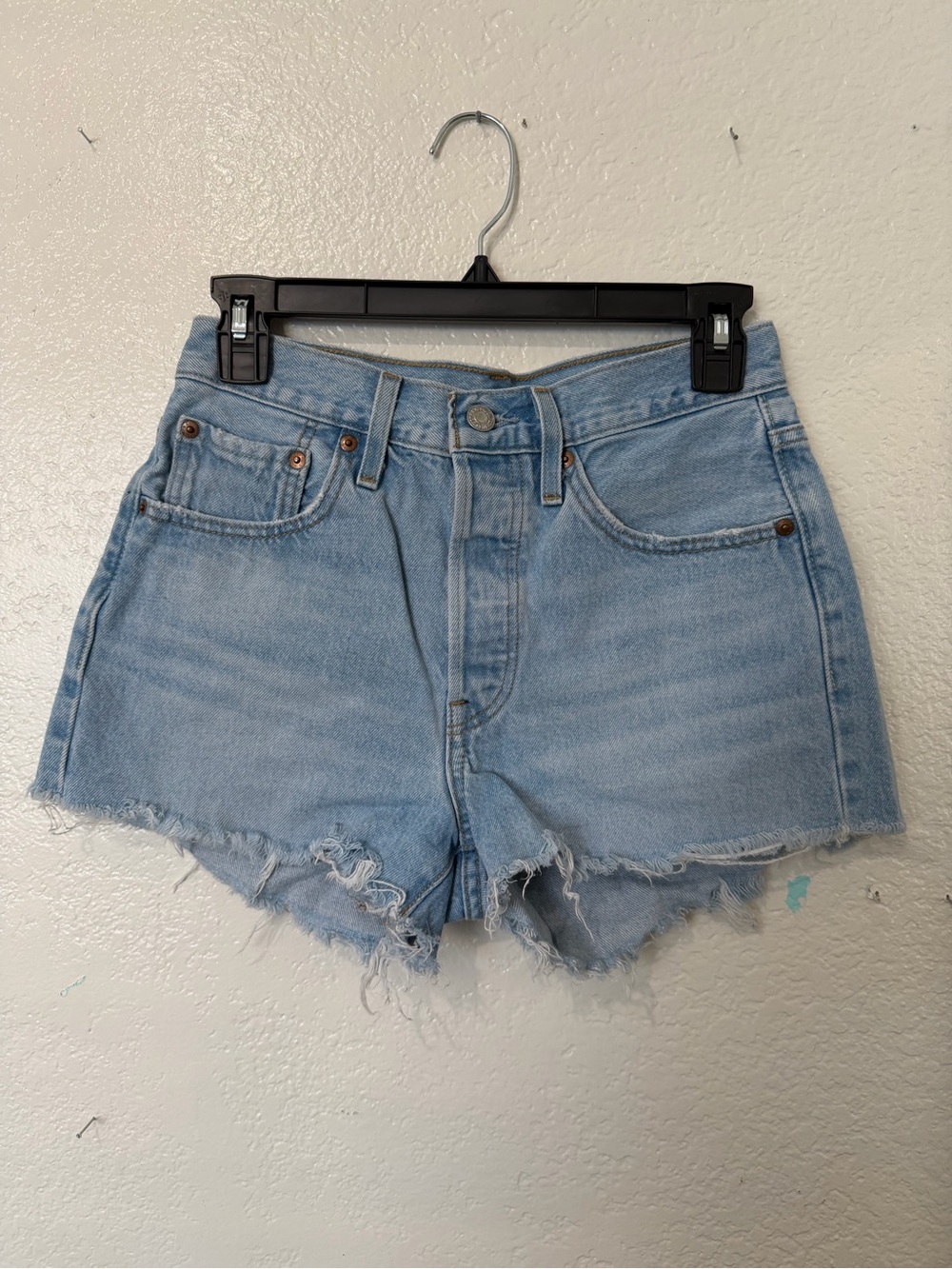 Light Blue Denim Levi’s Cutoff Shorts - Classic Mid-Rise Style